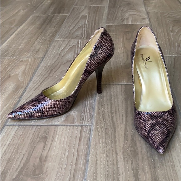 WORTHINGTON Snakeskin Pointed Toe Pimps - Picture 1 of 7